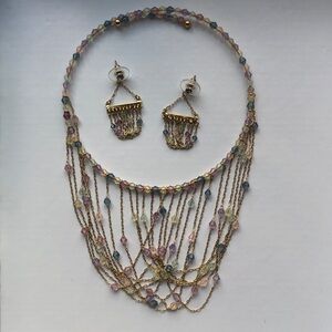 Vintage Cascade Choker Necklace and Earrings Set